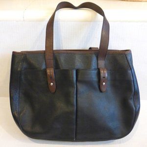 Francesco Biasia Black Leather Organizer Tote Bag